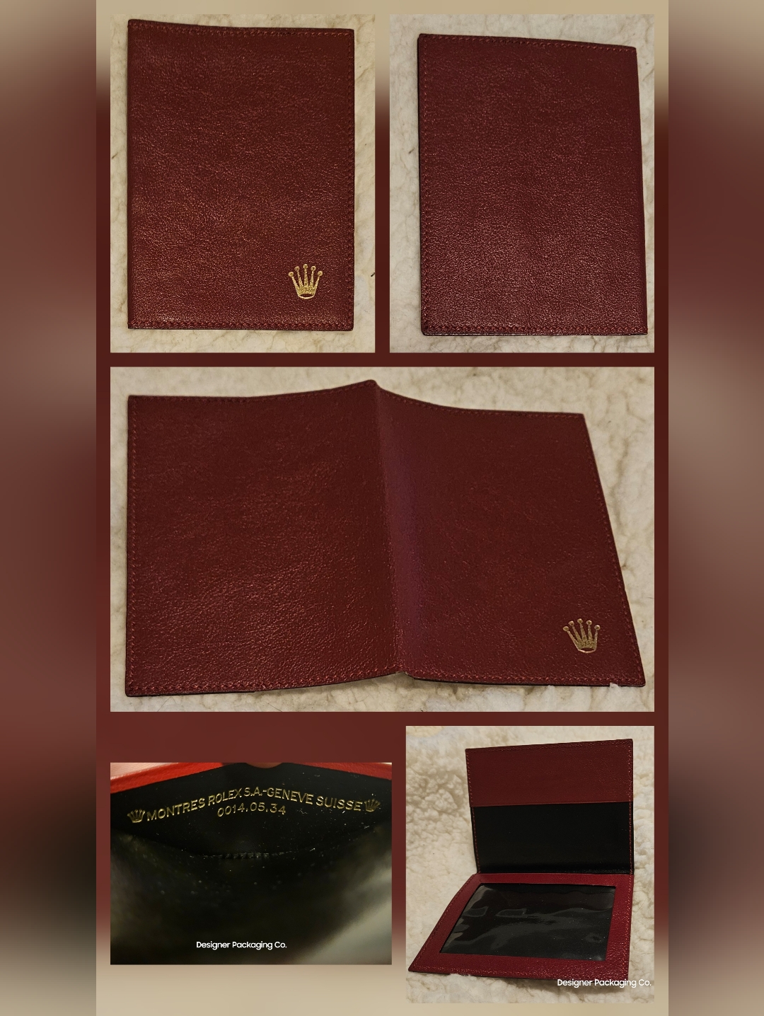 Rolex Leather Card Holder Burgundy Red Id Wallet New Geneve Suisse Authentic